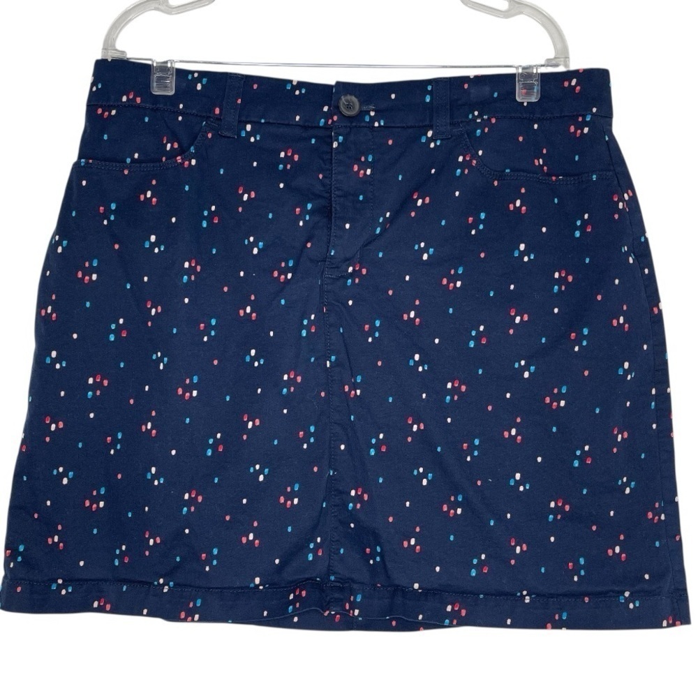 Croft and Barrow Classic Stretch Skort Blue Dot Pattern Pockets Summer Size 16